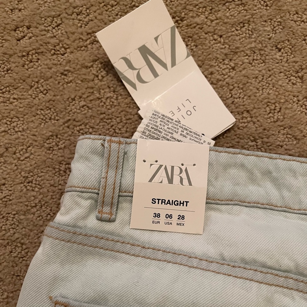 NWT ZARA Women's Soft Blue Straight Leg Jeans 28/6